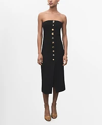 Mango Women's Jewel Buttons Strapless Dress