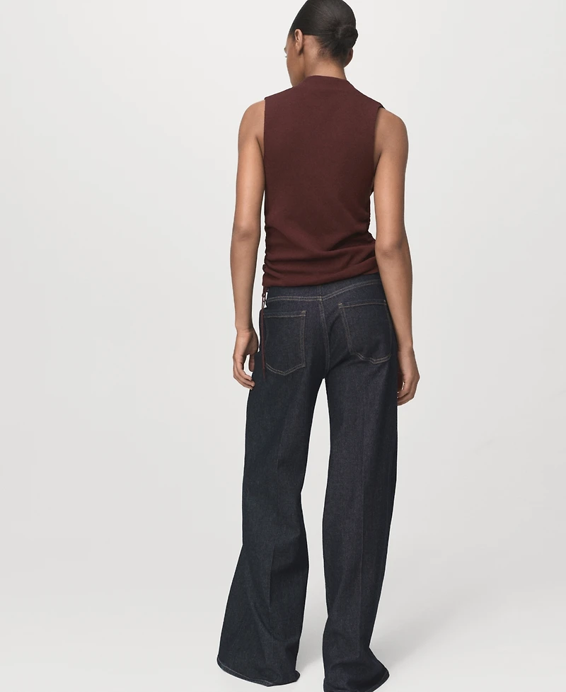 Mango Women's Ruched Knitted Top