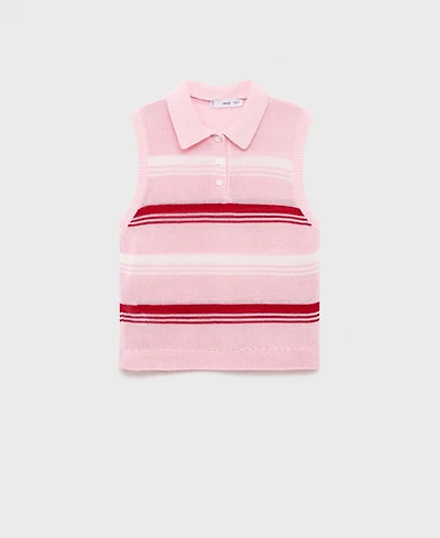 Mango Women's Polo Neck Striped Knit Top