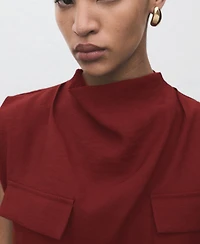 Mango Women's Draped Neck And Belt Blouse