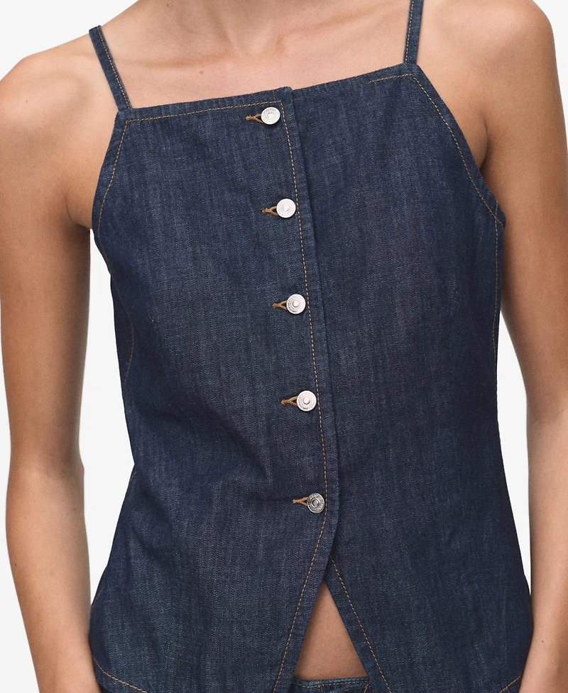 Mango Women's Buttoned Denim Top