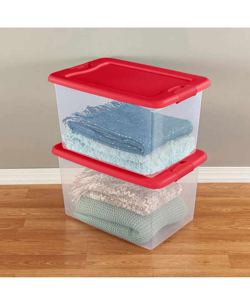Sterilite 64 Qt. Clear Plastic Latching Lid Storage Bin Container Tote, 12 Pack