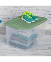 Sterilite 64 Qt Latching Plastic Storage Container Tote, Crisp Green (12 Pack)