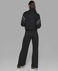Karl Lagerfeld Paris Women's Rhinestone Trim Zip Jacket