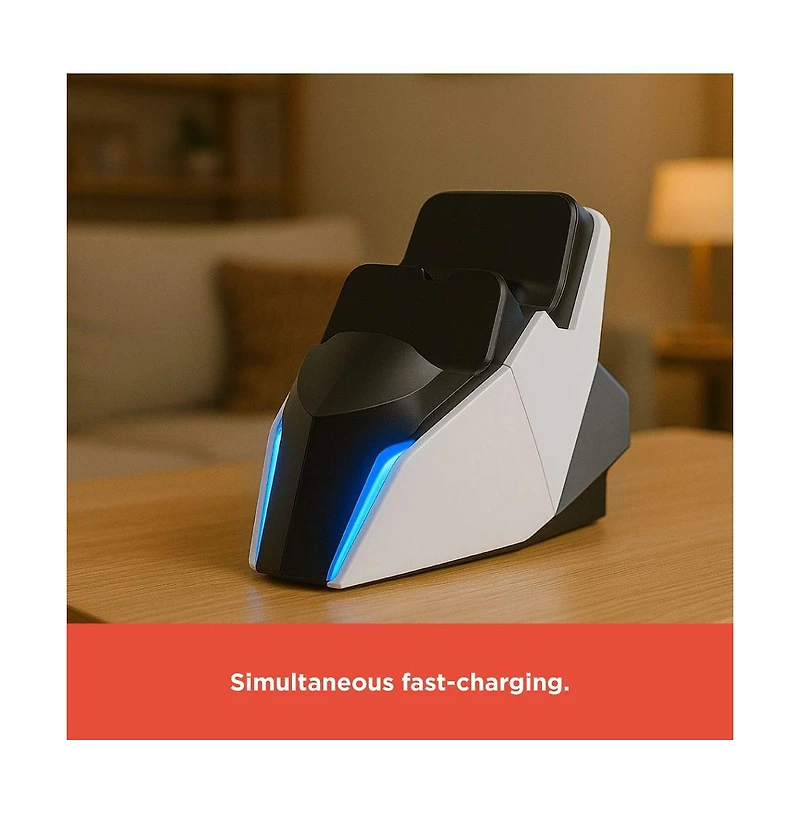 RadioShack Dual Charging Dock for PS5 Controllers For 2 Controllers With Type C Charging Port and Smart Led Contact Indicators 2606070