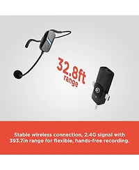 RadioShack Wireless Headset Microphone For Streaming and Video Recording With Usb C For Charging (Receiver and Microphone Included) 3301587