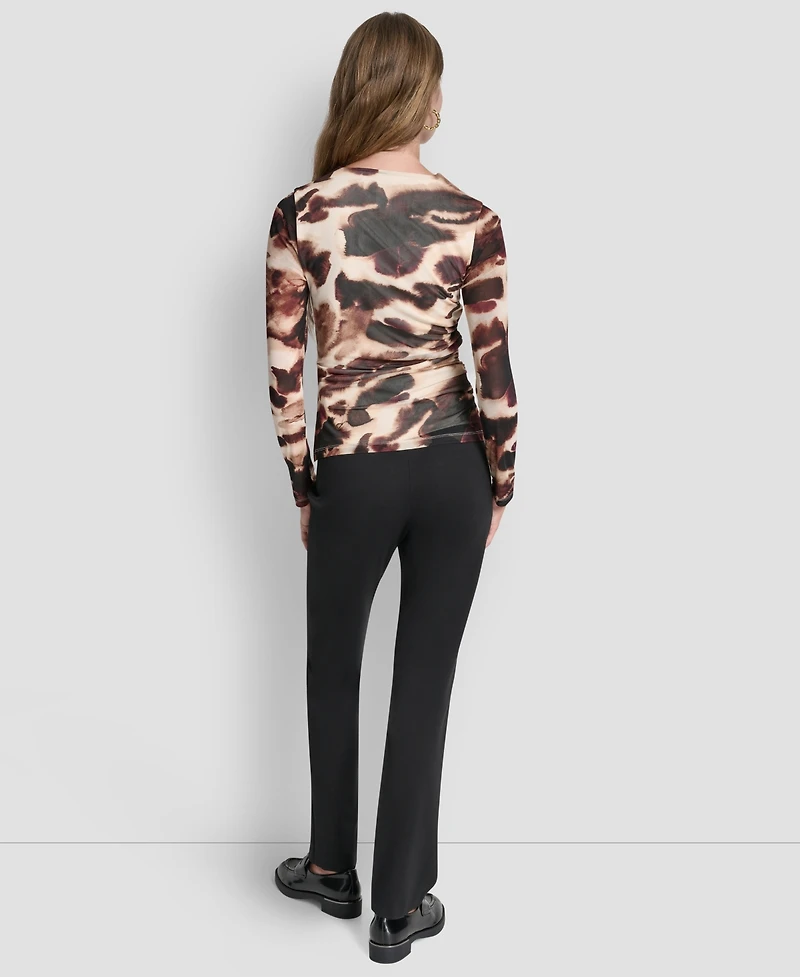 Dkny Petite Asymmetrical Neck Side Ruched Top