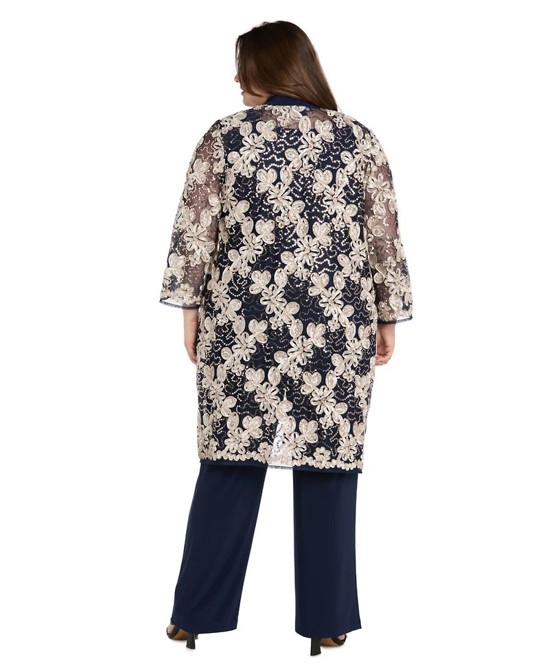 R & M Richards Plus 3-Piece. Top, Jacket, and Pants Set