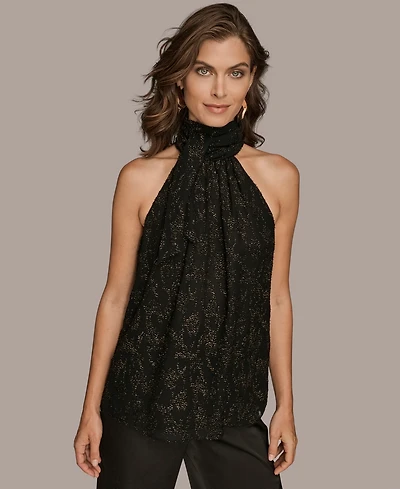 Donna Karan New York Women's Novelty Burnout Halter Top