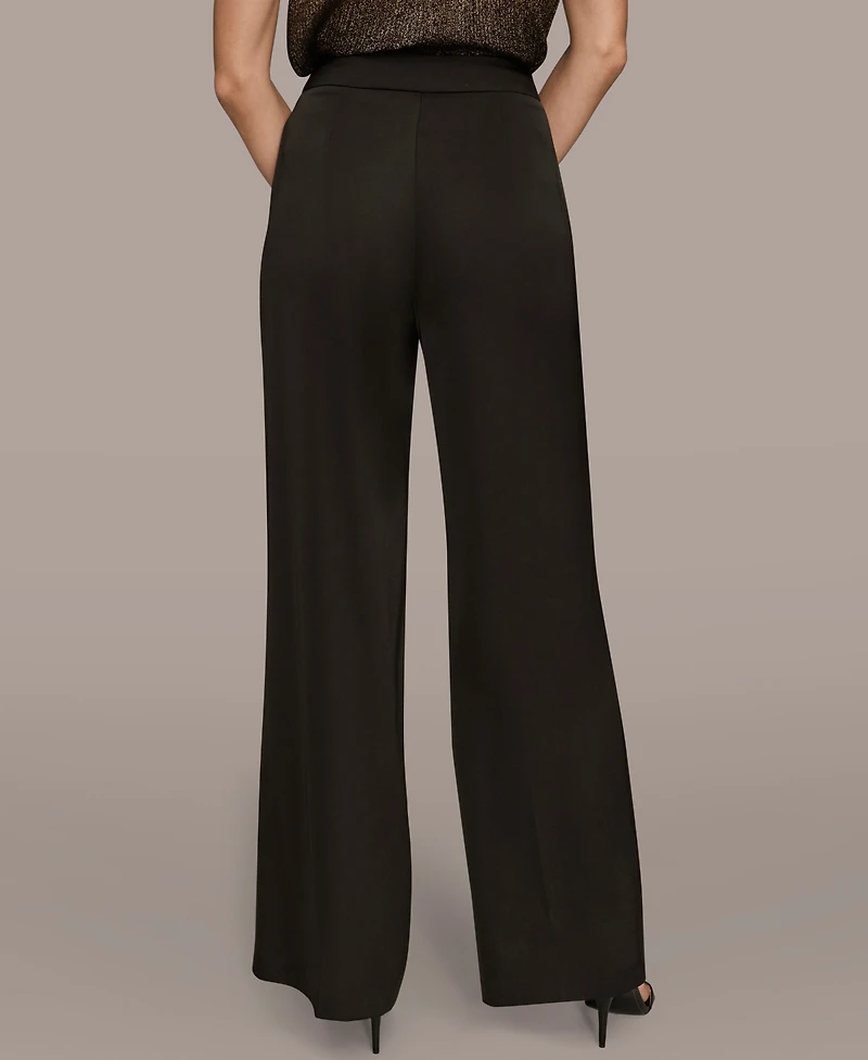 Donna Karan New York Women's Charmeuse High Rise Wide Leg Pants