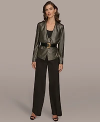 Donna Karan New York Petite Belted Shawl-Collar Crop Jacket