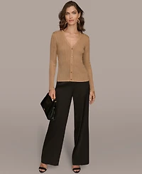 Donna Karan New York Women's Novelty Long Sleeve V-Neck Cardigan