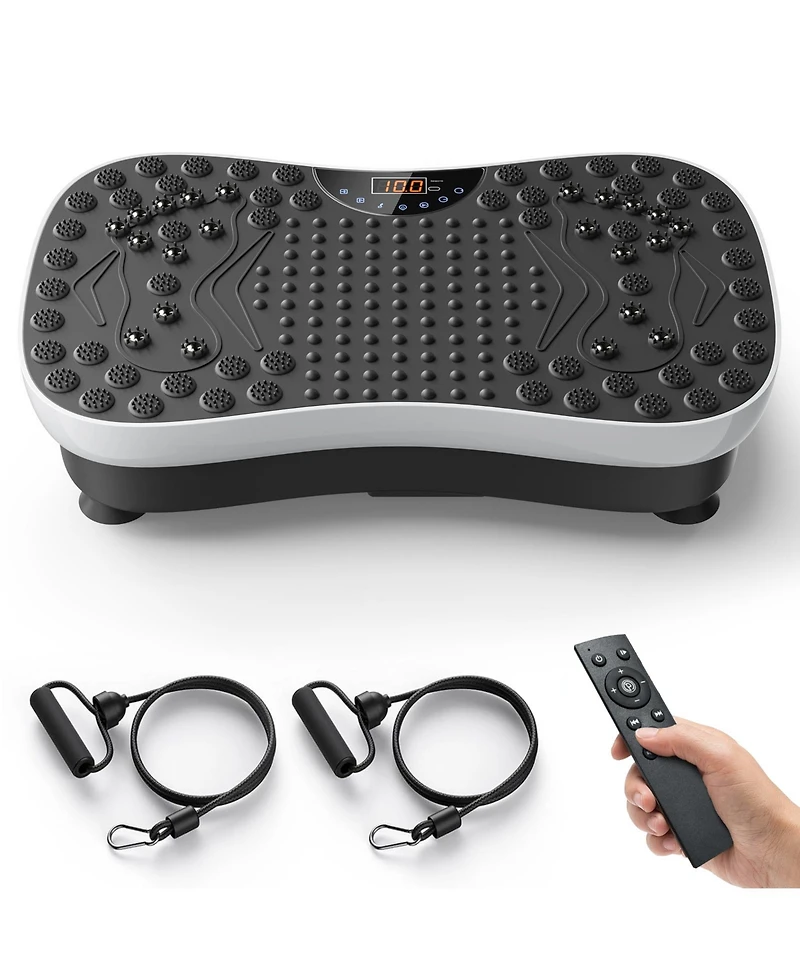 Vibration Plate Exercise Machine with 99 Speed Levels, Bluetooth Music, Remote Control & Resistance Bands