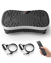 Vibration Plate Exercise Machine with 99 Speed Levels, Bluetooth Music, Remote Control & Resistance Bands