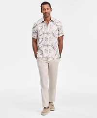 Club Room Men's Casa Regular-Fit Floral Button-Down Linen Shirt, Macy's Exclusive