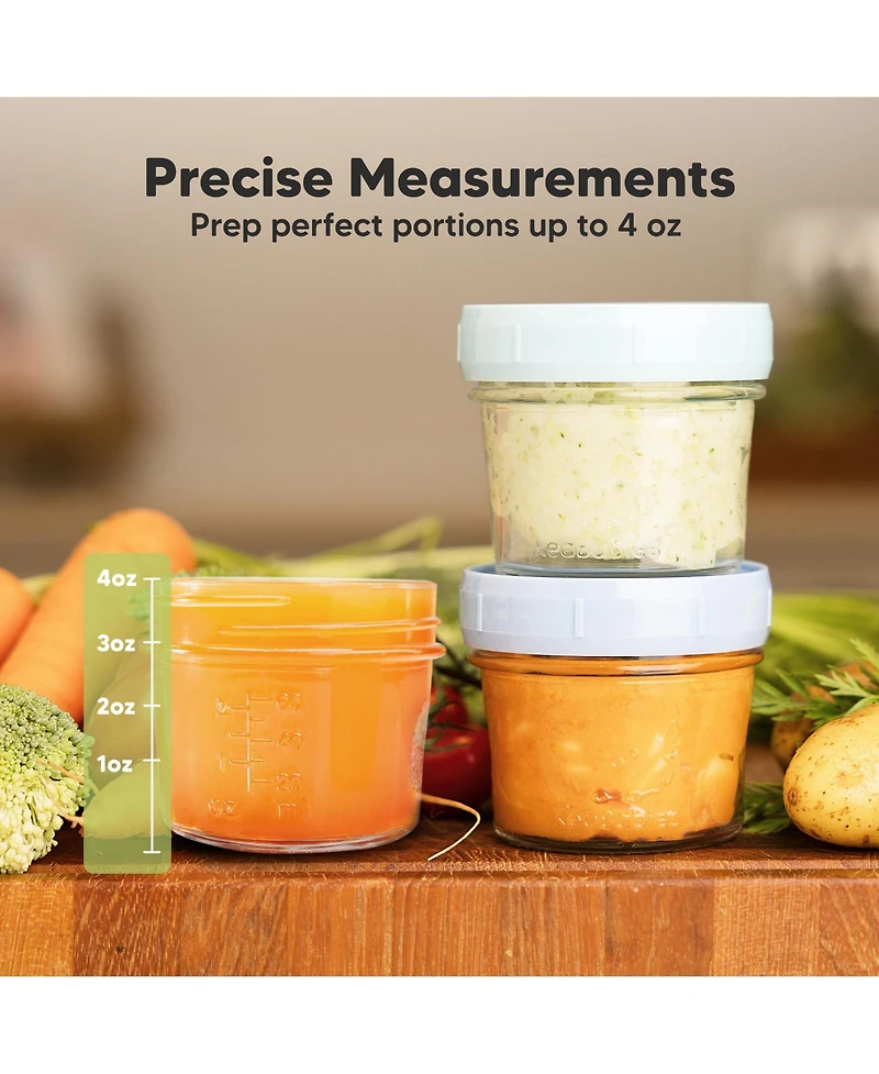 KeaBabies 6pk Prep Baby Food Storage Containers, 4 oz Leak-Proof, Bpa Free Glass Jars for Feeding
