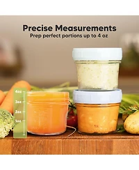 KeaBabies 6pk Prep Baby Food Storage Containers, 4 oz Leak-Proof, Bpa Free Glass Jars for Feeding
