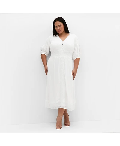 City Chic Women's Plus Belle V Neck Midi Dress