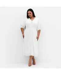 City Chic Women's Plus Belle V Neck Midi Dress