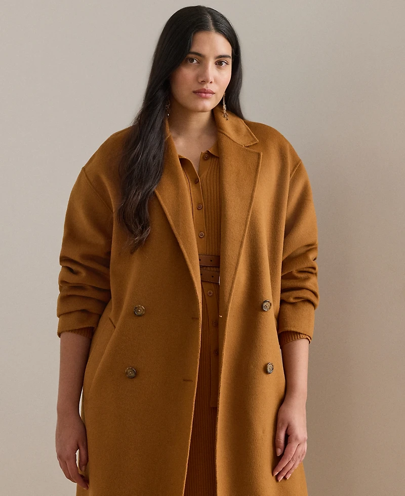 Lauren Ralph Plus Double-Breasted Cocoon Coat