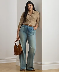 Lauren Ralph Plus Slim Fit Geo-Print Jersey Shirt