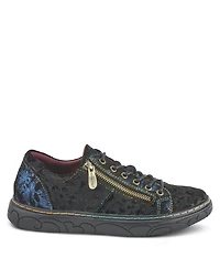 L Artiste Women s Danli-cheeta Hand Painted Leather Platform Sneakers with Metallic Floral Accents and Removable Insole