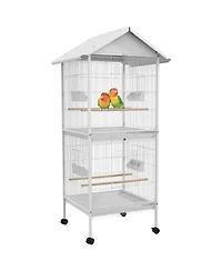 PawHut 67" Bird Cage Feeder with Sd, Wheels, Accessories,