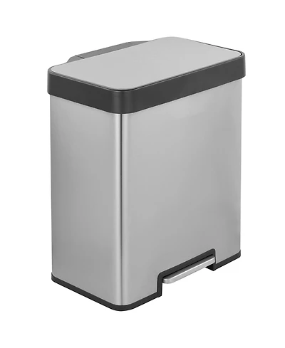 10.6 gallon rectangular step-on recycling trash can with two 20 liter compartments