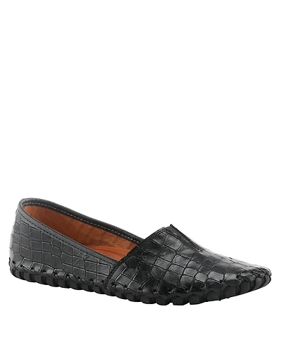 Spring Step Kathaleta-Croco Leather Slip-On Comfort Flats with Arch Support & Removable Insole