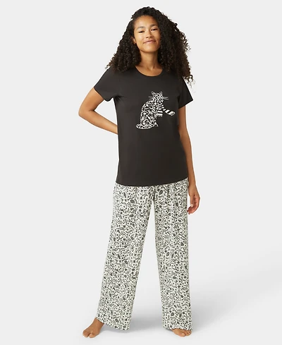 Hue Women's 2-Piece Embellished Short Sleeve Pajama Set