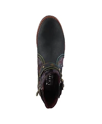 L Artiste Women s Airies Studded Suede Chelsea Boots with Velvet Shaft, Glitter Accents & Metallic Animal Print Stretch Gore