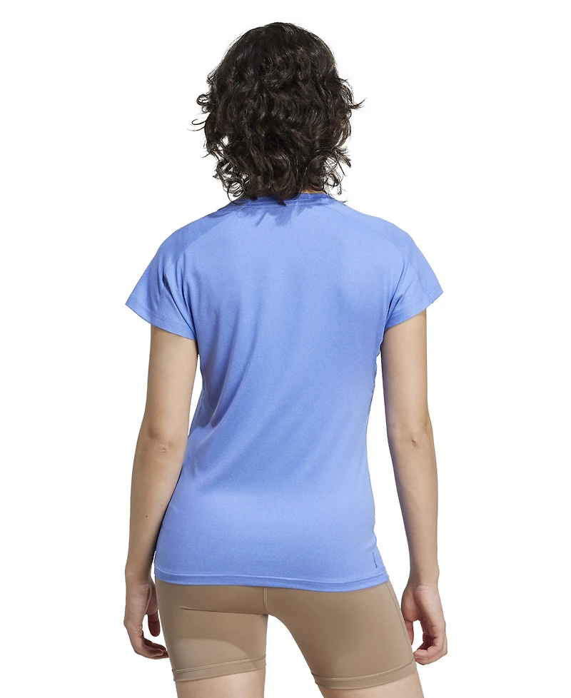 adidas Women's Training Moisture-Wicking Logo V-Neck T-shirt