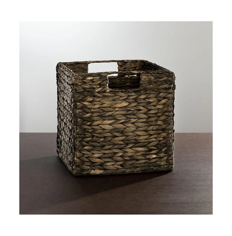 mDesign Woven Hyacinth Kitchen Storage Organizer Basket Bin, 8 Pack, Black Wash