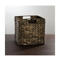 mDesign Woven Hyacinth Kitchen Storage Organizer Basket Bin, 8 Pack, Black Wash
