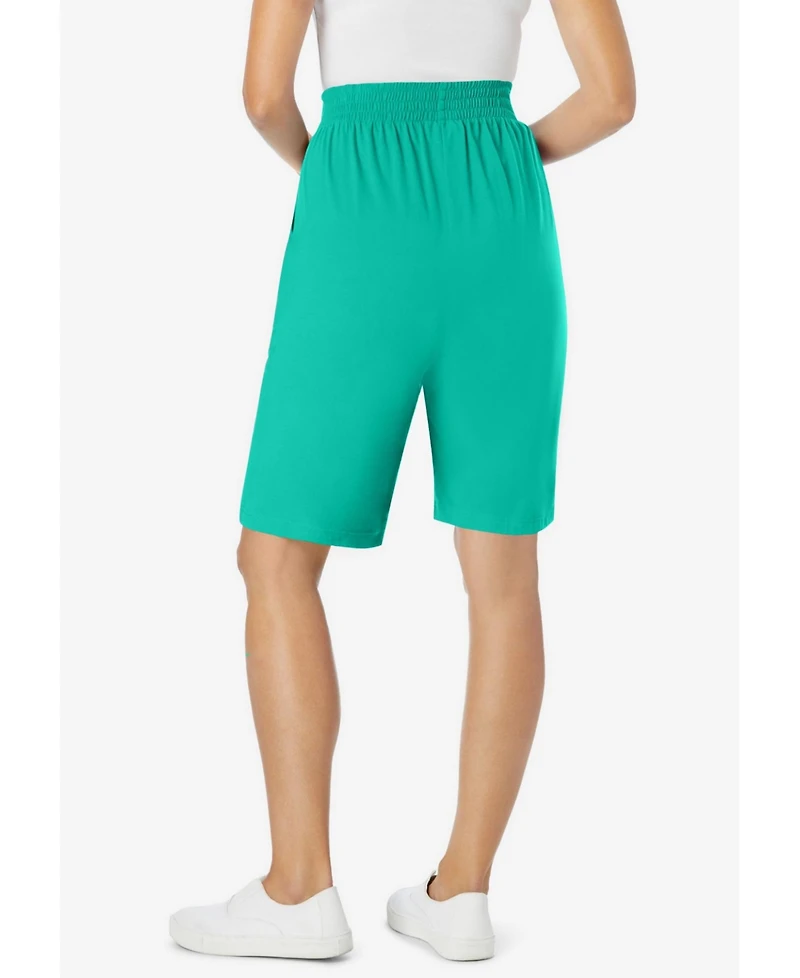 Woman Within Women's Elastic-Waist Knit Short