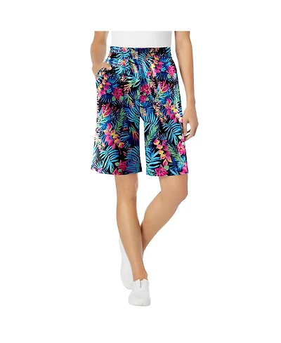 Woman Within Plus Elastic-Waist Knit Short