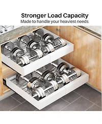 Kitstorack Pull out Cabinet Organizer, Expandable(12"-20") Heavy Duty Slide out Drawers Fixed with Adhesive Nano Film for Pots, Roll out Shelf Storage