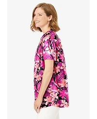 Woman Within Women's Plus Pintucked Half-Button Tunic