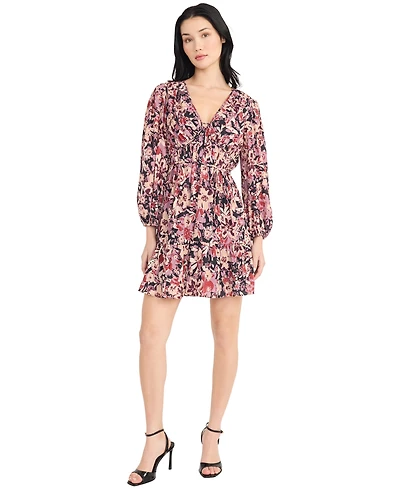 Donna Morgan Women's Printed V-Neck Mini Dress