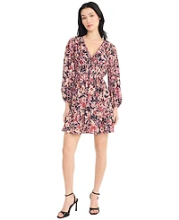 Donna Morgan Women's Printed V-Neck Mini Dress