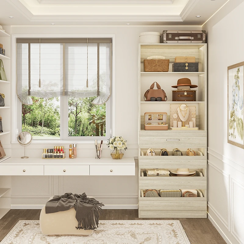 21.3'' Freestanding Closet Organizer System with 4 Drawers and Shelves