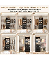 Aheaplus 8FT Wall Mounted Closet System with 4 Drawers and Hanging Rods, Garment Rack Shelves
