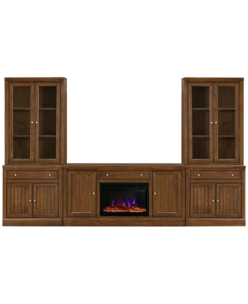 Furniture Amren 65" Wood 2 Door Console and Hutches with Bases Drawers Fireplace Insert