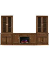 Furniture Amren 65" Wood 2 Door Console and Hutches with Bases Drawers Fireplace Insert