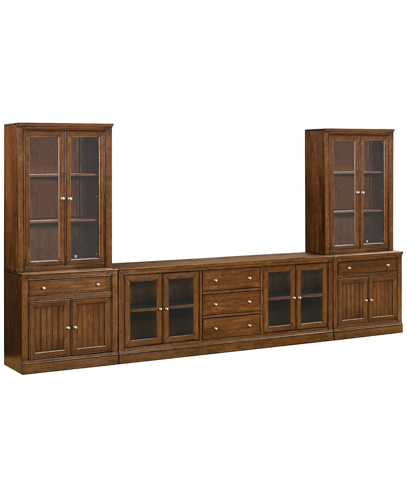 Furniture Amren 85" Wood 4 Door Console with Hutches and 2 Bases Drawers