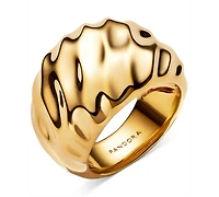 Pandora Rippled 14K Gold Plated Statement Ring