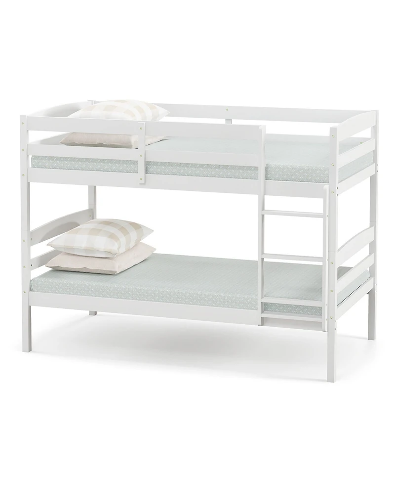 Gymax Twin Over Bunk Bed Wooden Convertible Into 2 Beds High Guardrails
