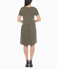 White Mark Women's Asymmetrical Waistline Maternity Dress