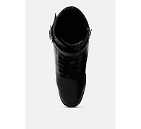 Womens grahams faux leather lace up boots