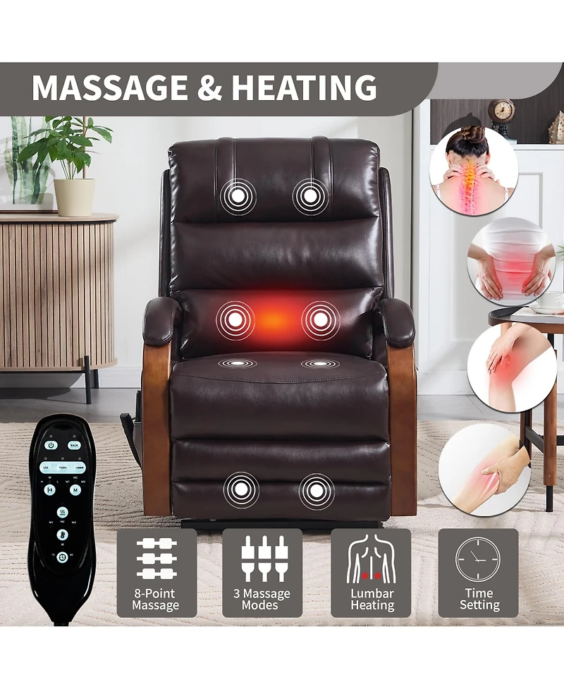 Lift Chair Dual Motor Infinite Position Recliners Up to 350 Lbs with Solid Wood Armrests and Heat Massage